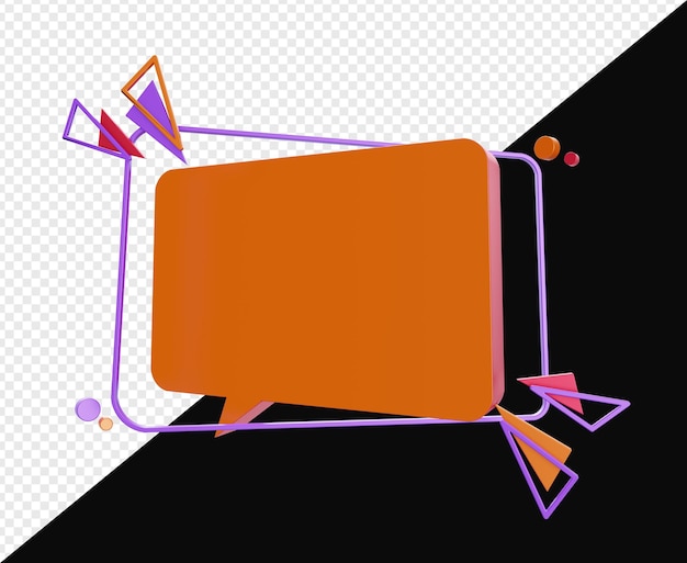 Bolha de bate-papo com banner abstrato 3d isolada