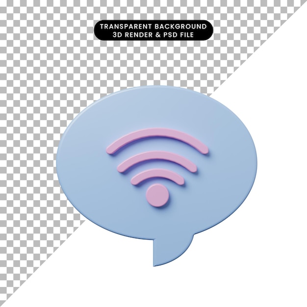 PSD bolha de bate-papo de ilustração 3d com ícone de wi-fi