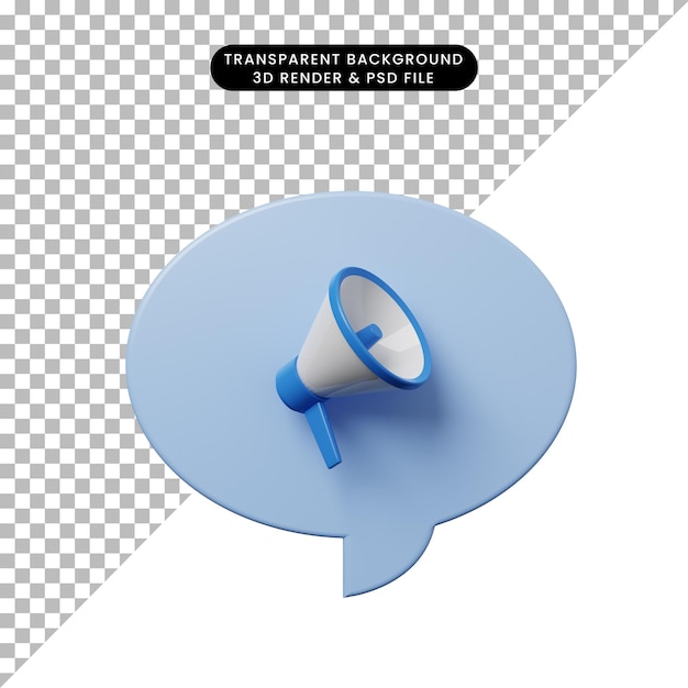 Bolha de bate-papo de ilustração 3d com megafone