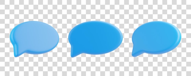 Bolha de fala isolada em fundo branco Set de ícones de bate-papo Caixa de bate-papo Caixa de mensagem Renderização 3D