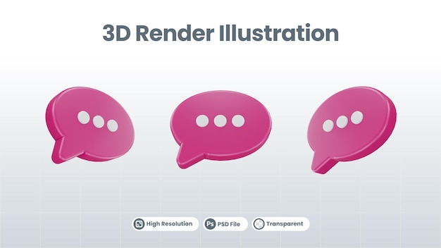 PSD bolha do discurso isolada renderização 3d conceito de comunicação de rede social