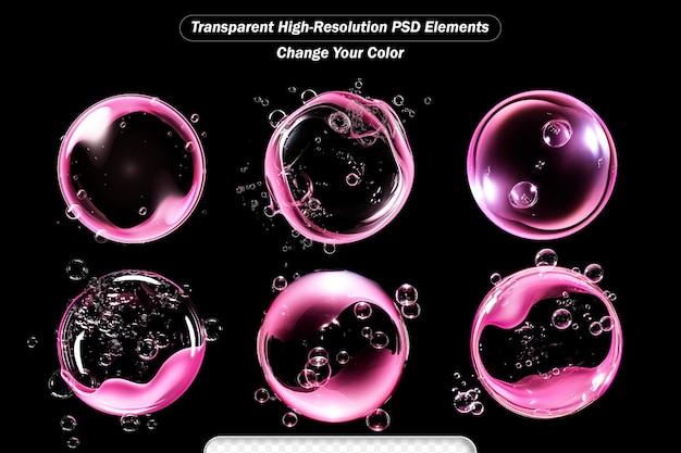 PSD bolhas cor-de-rosa célula de molécula de dna em um fundo transparente brilhante