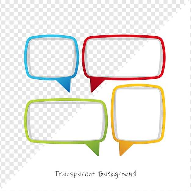 Bolhas de fala coloridas com fundo transparente