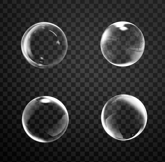 bolhas transparentes sobre um fundo preto
