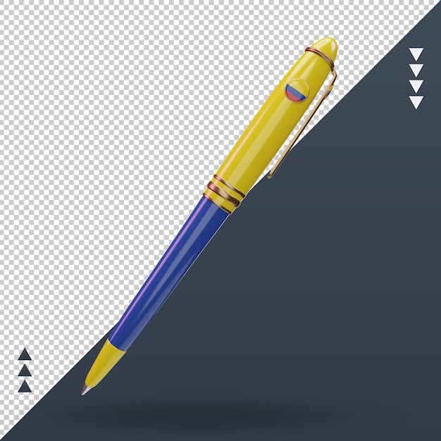 Bolígrafo 3D bandera de Colombia renderizado vista frontal