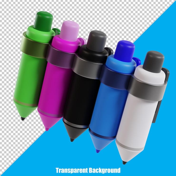 PSD bolígrafo 3d simple con apariencia realista sobre fondo transparente