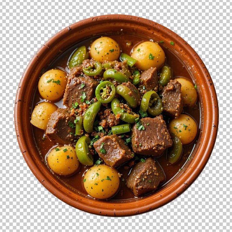 PSD bolinhas de carne, ervilhas verdes e cenoura com molho de tomate isolado