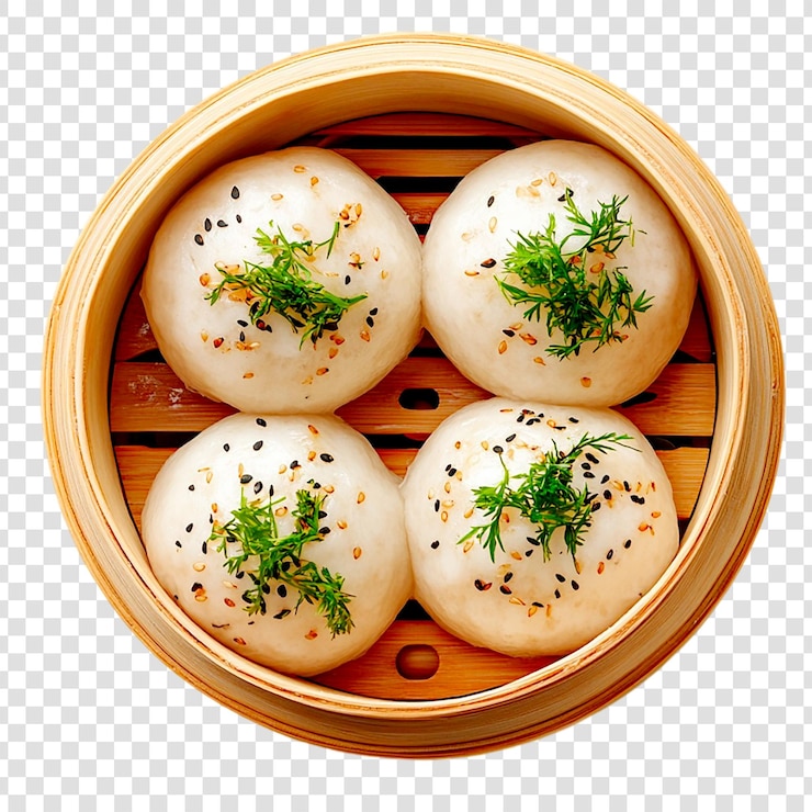 PSD bolinhos cozidos no vapor de bambu deliciosa comida asiática