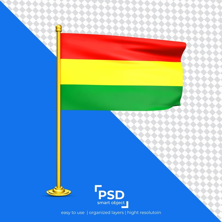 PSD bolivia bandera ondeante conjunto aislado sobre fondo transparente