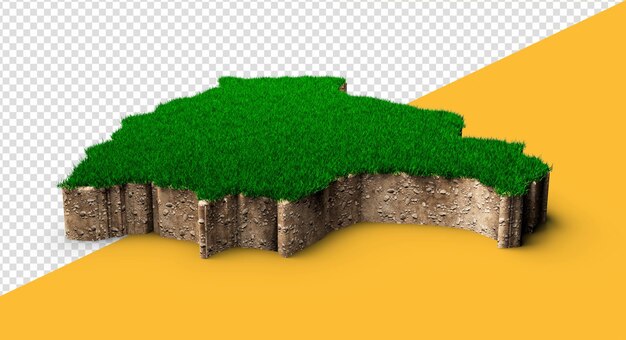 PSD bolivien karte boden land geologie querschnitt mit grünem gras und rock bodenstruktur 3d-darstellung