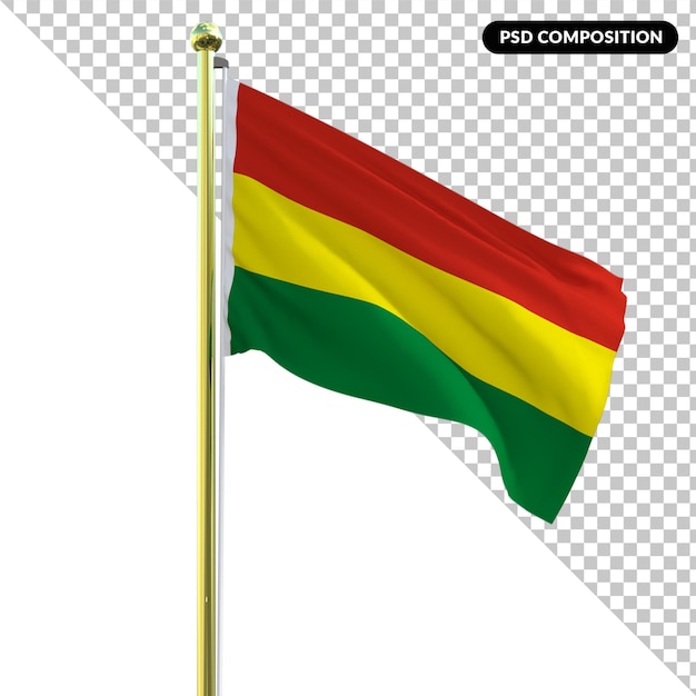 Bolivien nationalflagge isoliert 3d premium psd