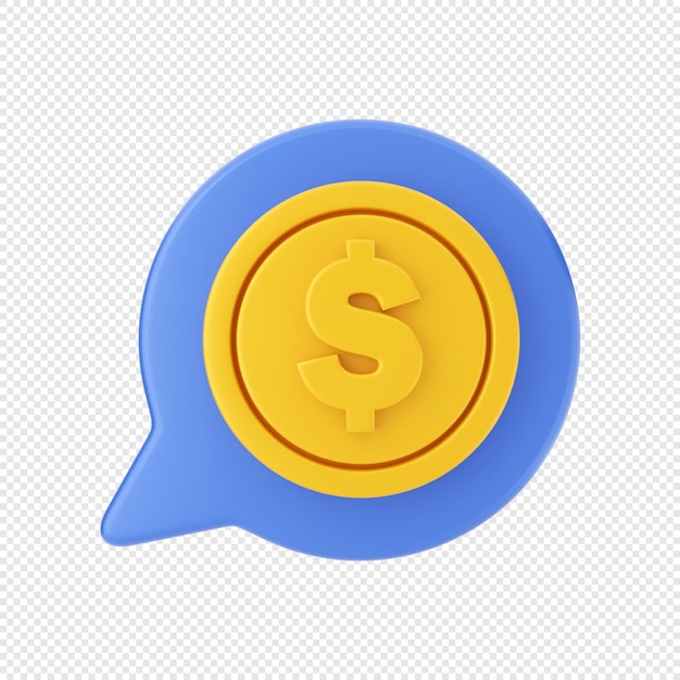 Bolla di chat 3D con dollaro moneta