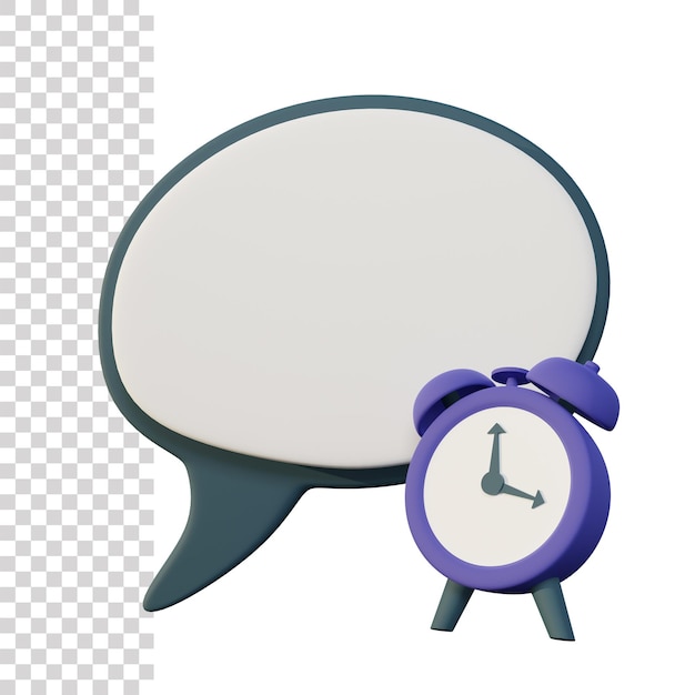 Bolla di chat 3D con l'icona dell'orologio