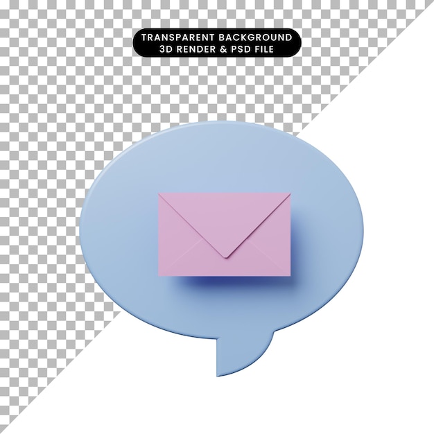 Bolla di chat illustrazione 3D con busta