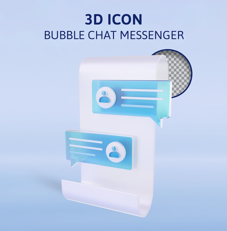 PSD bolla di chat per l'applicazione di messaggistica illustrazione di rendering 3d