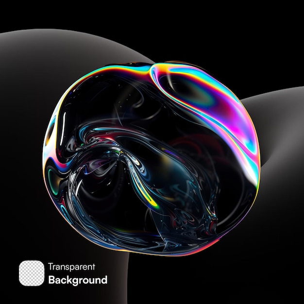 Bolla di sapone iridescente su sfondo nero