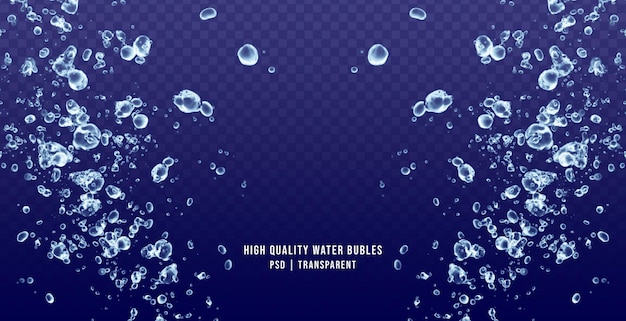 Bolle d'acqua realistiche di alta qualità isolate su sfondo trasparente Bolle d'acqua sovrapposte