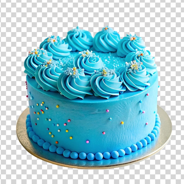 PSD bolo azul fresco azul creme decorado espolvoreado isolado em fundo transparente