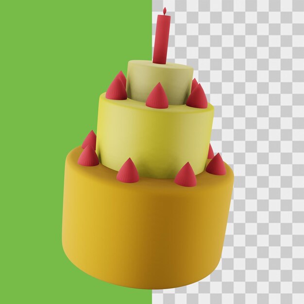 Bolo de aniversário de 3 níveis 3d