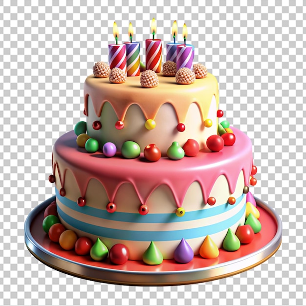 PSD bolo de aniversário de chocolate com velas isoladas sobre um fundo transparente