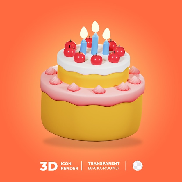 PSD bolo de aniversário do ícone 3d