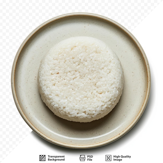 PSD bolo de arroz simples no prato isolado em fundo branco isolado