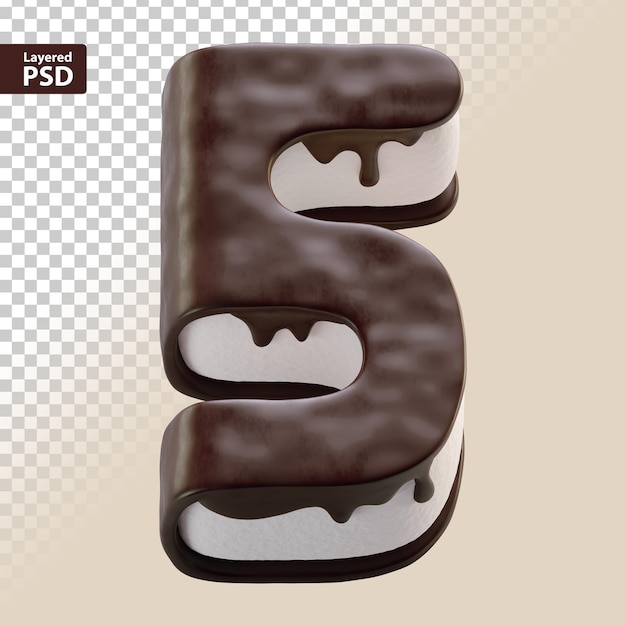 bolo de chocolate 3d número cinco
