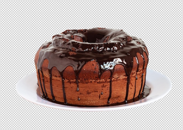PSD bolo de chocolate com cobertura e fundo transparente png