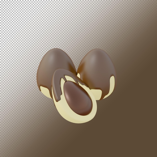 bolo de chocolate de ovo com creme em 3d render