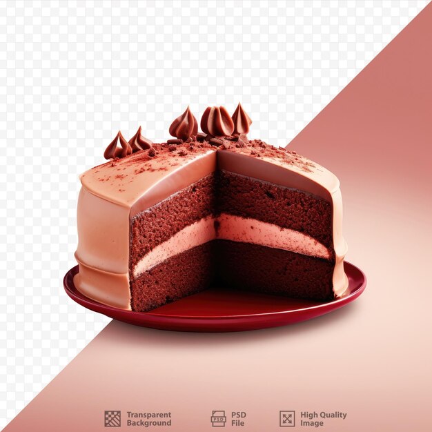 PSD bolo de chocolate vermelho com cobertura espessa isolada em fundo transparente