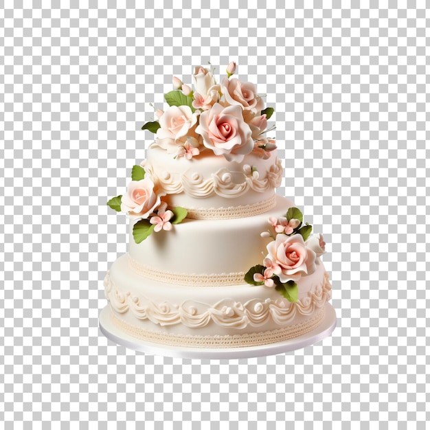PSD bolo de fondante de casamento saboroso isolado em um fundo transparente