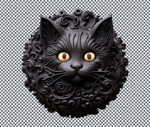 PSD bolo de gato de halloween preto isolado em fundo transparente