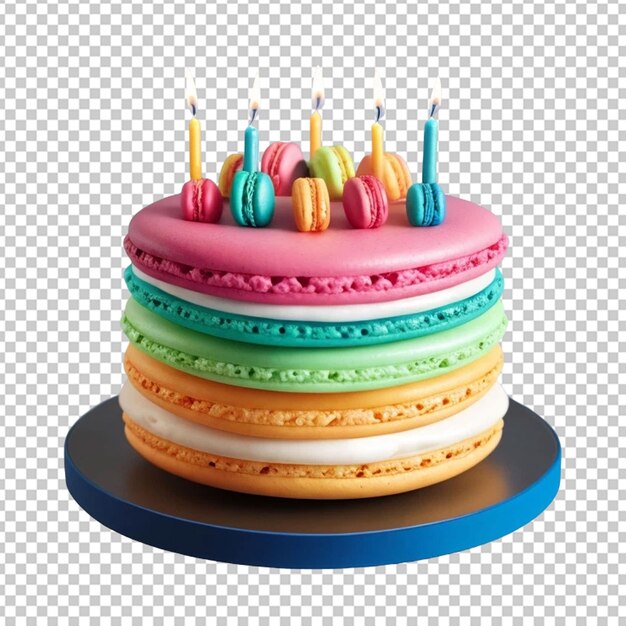 PSD bolo de macarrão cheio de arco-íris com vela