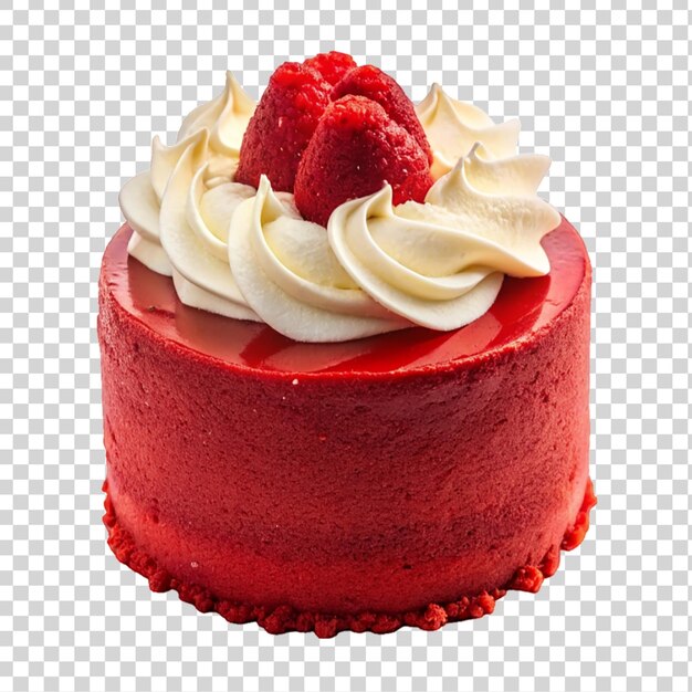 PSD bolo de veludo vermelho com creme isolado sobre um fundo transparente