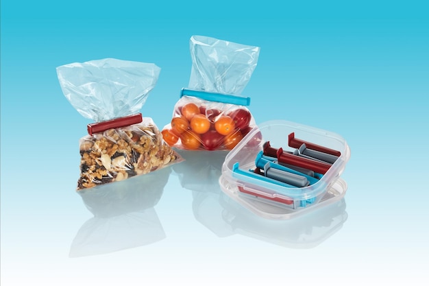 PSD bolsa de almacenamiento de cocina clamp de sellador de pinza herramienta de plástico con bolsa de tomate y nueces