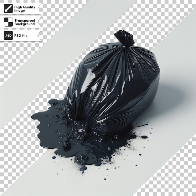 PSD bolsa de basura psd negra bolsa de basura en fondo transparente con capa de máscara editable