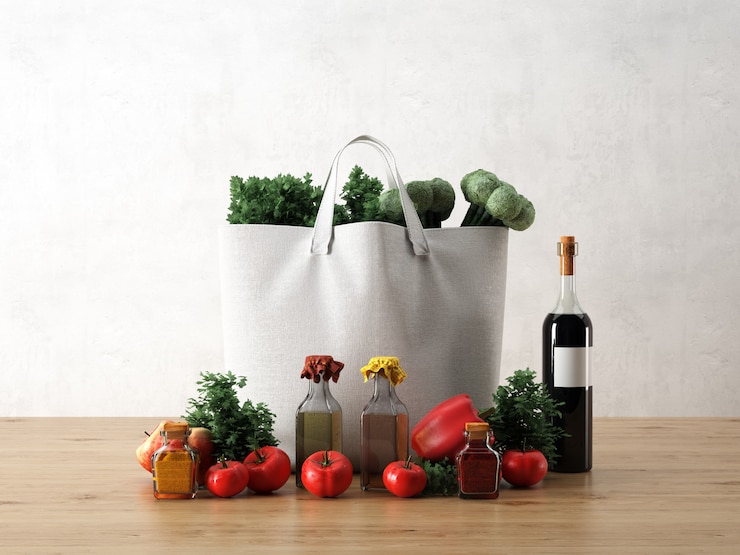 PSD bolsa blanca con ingredientes