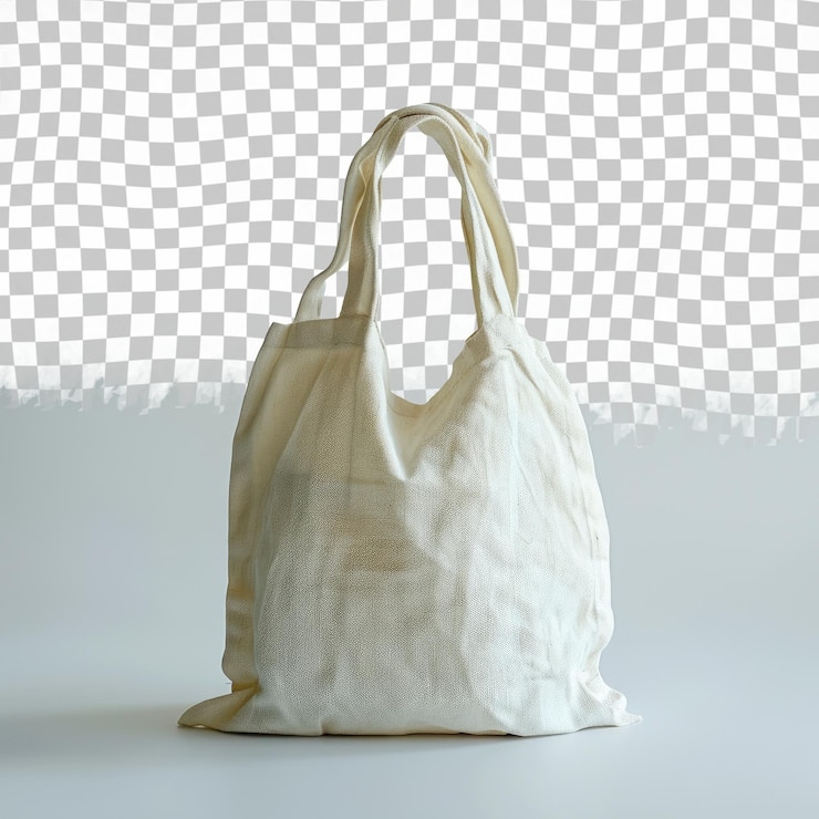 PSD una bolsa blanca con un mango que dice un en él