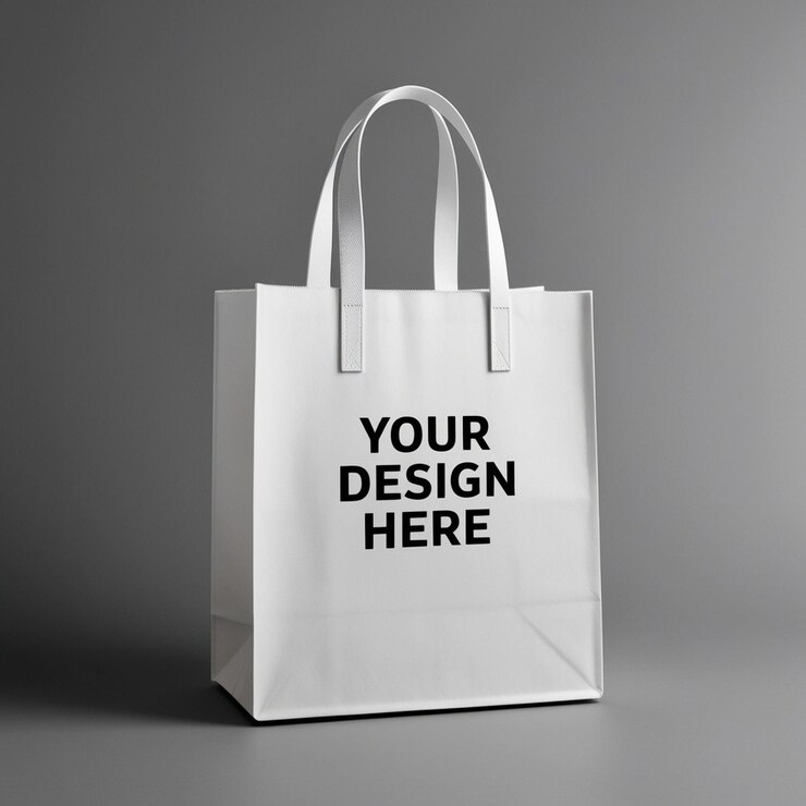 una bolsa blanca con las palabras su diseño aquí aquí aquí aquí