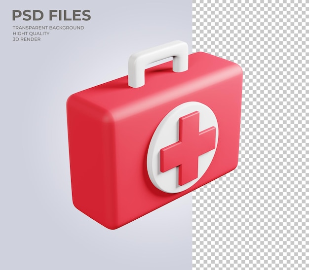 PSD bolsa de botiquín de primeros auxilios de supervivencia paramédico médico con mango ilustración 3d renderizado icono 3d