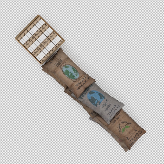 PSD la bolsa de café isométrica 3d aislado render