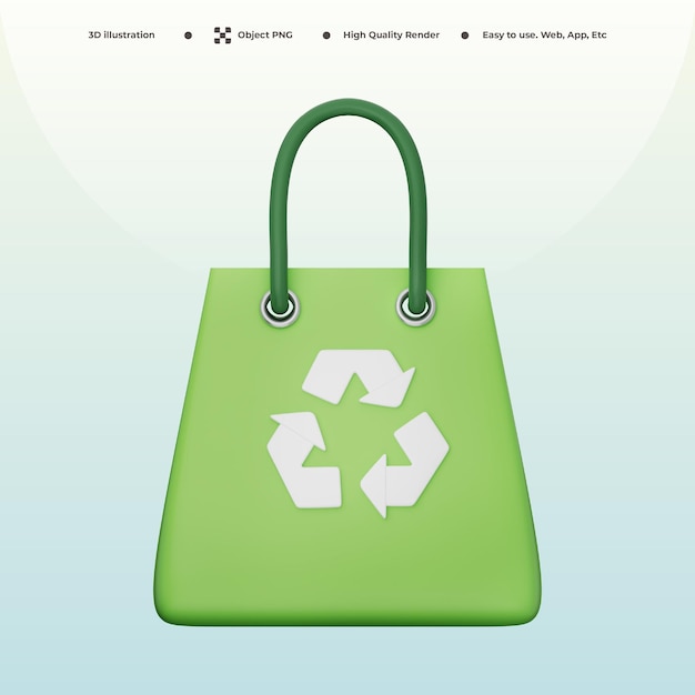 Bolsa de compras 3D Reciclar Negocio verde Venta descuento Compra Finanzas Tienda Eco Mercado