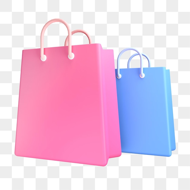 PSD bolsa de compras 3d render ilustración aislado fondo transparente