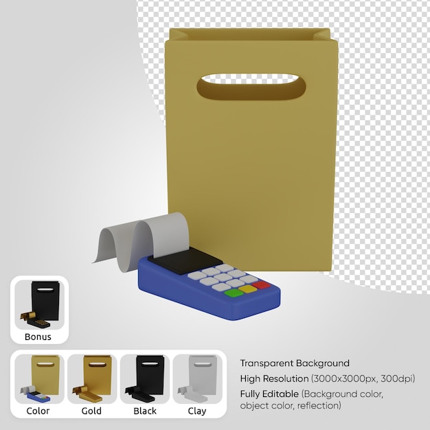 PSD bolsa de compras 3d con terminal