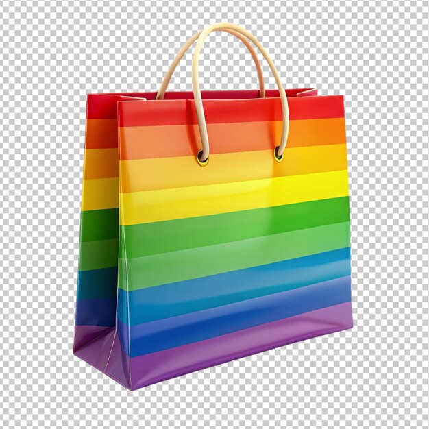 bolsa de compras de arco iris en un fondo transparente