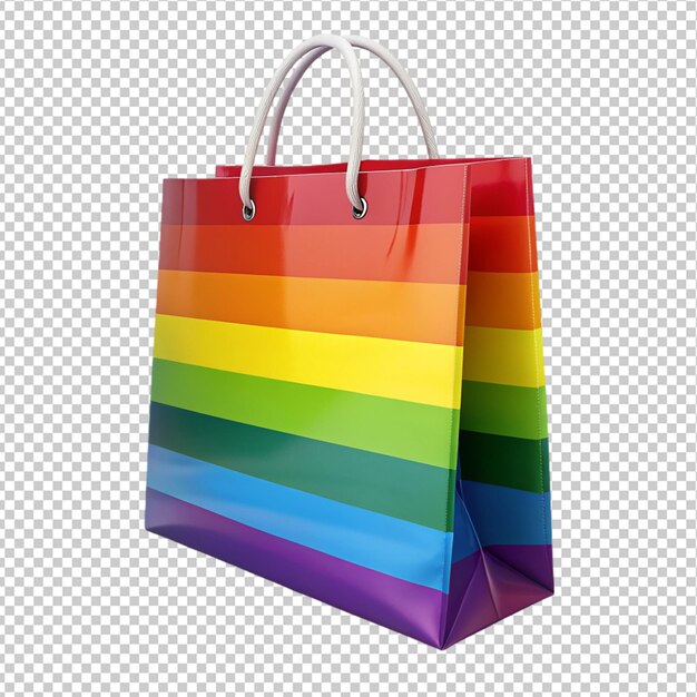 bolsa de compras de arco iris en un fondo transparente