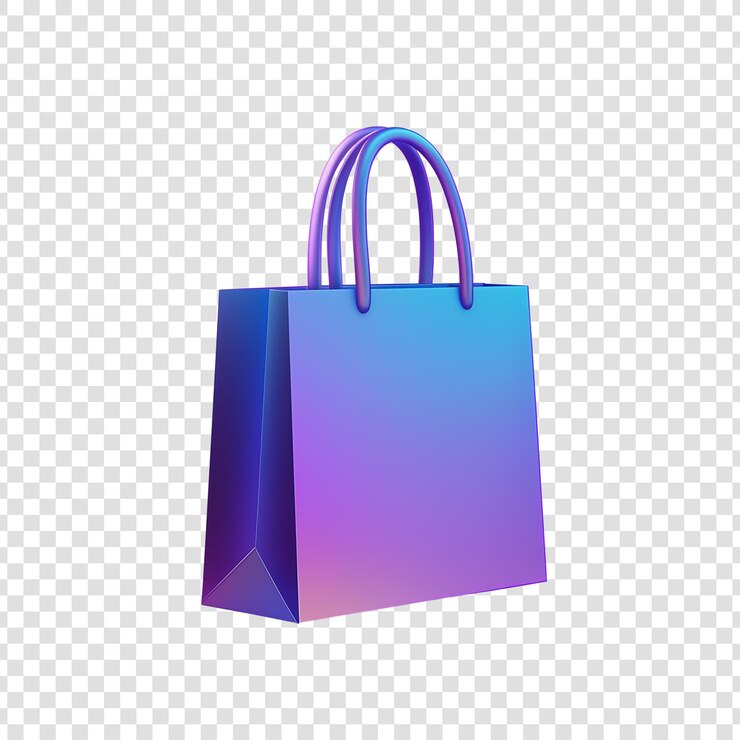PSD la bolsa de compras de color gradiente se encuentra aislada sobre un fondo transparente sin problemas