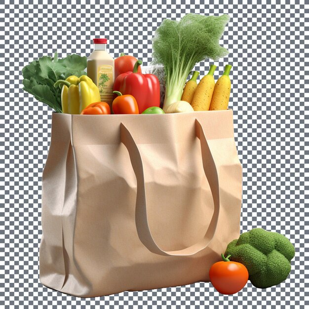 PSD bolsa de compras con comestibles