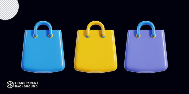 PSD bolsa de compras conjunto de iconos 3d ilustración vectorial