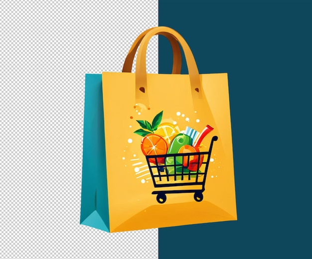 PSD una bolsa de compras con frutas y verduras en ella